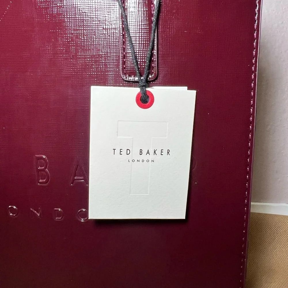 Ted Baker London Burgundy The Icon Tote Bag with Flower Charm